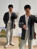 NOBITA HOME - Áo khoác vest blazer kẻ sọc có độn vai 7815