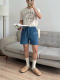 NOOBITA - Quần shorts lưng chun vải denim 7968
