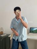 NOOBITA - Sơ mi tay ngắn cổ vest HAPPINESS IS A BUTTERFLY