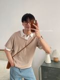 NOOBITA - Áo thun polo dệt kim bâu phối màu 7959