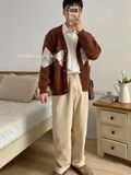 NOOBITA - Cardigan len hoạ tiết quả trám 8037