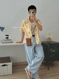 NOOBITA - Sơ mi tay ngắn cổ vest hoạ tiết hoa 8171