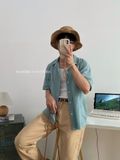 NOOBITA - Sơ mi tay ngắn cổ vest HAPPINESS IS A BUTTERFLY