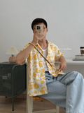 NOOBITA - Sơ mi tay ngắn cổ vest hoạ tiết hoa 8171