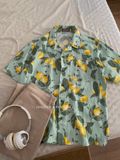 NOOBITA - Sơ mi tay ngắn cổ vest hoạ tiết lá 7925