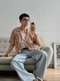 NOOBITA - Sơ mi cổ vest hoạ tiết lá 8169