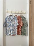 NOOBITA - Áo sơ mi cổ vest hoạ tiết lá 7978