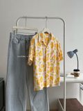 NOOBITA - Sơ mi tay ngắn cổ vest hoạ tiết hoa 8171