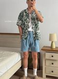 NOOBITA - Sơ mi cuban shirt hoạ tiết lá 8110