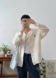 NOOBITA - Cardigan vải dệt tổ ong thêu Fry 8231