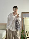 NOOBITA - Sơ mi henley tay dài vải linen mềm rũ 8235
