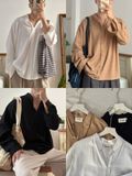 NOOBITA - Sơ mi henley tay dài vải linen mềm rũ 8235