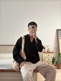 NOOBITA - Sơ mi henley tay dài vải linen mềm rũ 8235
