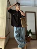 NOOBITA - Sơ mi tay ngắn vải linen vân gỗ 8232