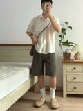 NOOBITA - Sơ mi tay ngắn vải linen vân gỗ 8232