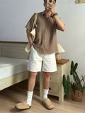 NOOBITA - Sơ mi tay ngắn vải linen vân gỗ 8232