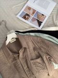 NOOBITA - Sơ mi tay ngắn vải linen vân gỗ 8232
