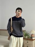 NOOBITA - Áo len dệt kim tay dài kẻ sọc 8247