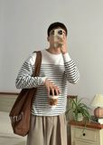NOOBITA - Áo len dệt kim tay dài kẻ sọc 8247