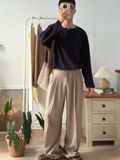 NOOBITA - Áo thun tay dài vải mềm rũ 8254