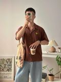 NOOBITA - Sơ mi tay ngắn cổ vest thêu 8252
