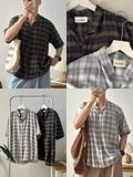 NOOBITA - Sơ mi henley tay ngắn kẻ caro 8251