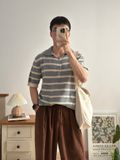 NOOBITA - Áo polo dệt kim kẻ sọc 8273
