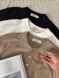NOOBITA - Áo polo len dệt kim tay raglan 8279