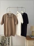 NOOBITA - Áo polo len dệt kim tay raglan 8279