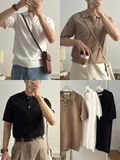 NOOBITA - Áo polo len dệt kim tay raglan 8279