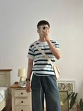 NOOBITA - Áo thun len dệt kim kẻ sọc 8278