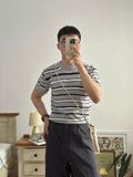 NOOBITA - Áo thun len dệt kim kẻ sọc 8278