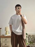 NOOBITA - Áo thun tay ngắn viền chỉ nổi 8287