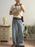NOOBITA - Áo thun dệt kim viền nổi 8303
