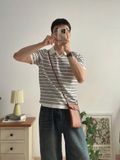 NOOBITA - Polo len dệt kim kẻ sọc 8307