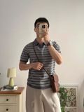 NOOBITA - Polo len dệt kim kẻ sọc 8307