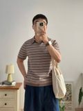 NOOBITA - Polo len dệt kim kẻ sọc 8307