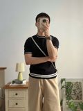 NOOBITA - Áo thun len dệt kim viền cổ 8308