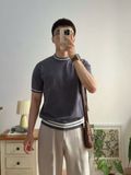 NOOBITA - Áo thun len dệt kim viền cổ 8308