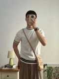 NOOBITA - Áo thun len dệt kim viền cổ 8308