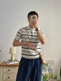 NOOBITA - Áo thun len dệt kim kẻ sọc 8314
