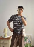 NOOBITA - Áo thun len dệt kim kẻ sọc 8314