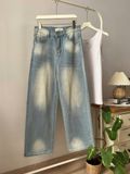 NOOBITA - Quần dài jeans wash ống rộng 8334