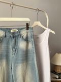 NOOBITA - Quần dài jeans wash ống rộng 8334