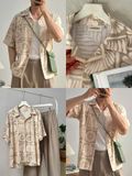 NOOBITA - Sơ mi tay ngắn cổ vest họa tiết 8332
