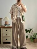 NOOBITA - Sơ mi tay ngắn cổ vest họa tiết 8332