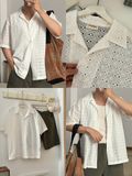 NOOBITA - So mi tay ngắn họa tiết thiêu hoa nhí 8341