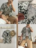NOOBITA - Sơ mi tay ngắn họa tiết lá 8349