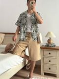 NOOBITA - Sơ mi tay ngắn họa tiết lá 8349