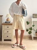 NOOBITA - Quần shorts thun lưng chun viền gấu 8344